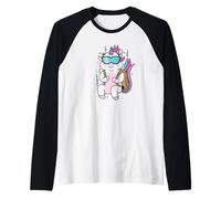 Unicorno Salto Paracadute Mitico Creatura Sport Maglia con Maniche Raglan