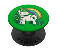 Unicorno San Patrizio arcobaleno/trifoglio verde Kawaii carino PopSockets PopGrip Adesivo
