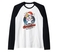 Unicorno Santa Believe in Christmas Magic Holiday Maglia con Maniche Raglan