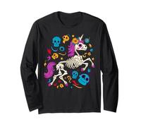 Unicorno Scheletro Giorno Dei Morti De Los Muertos Donne Bambini Maglia a Manica