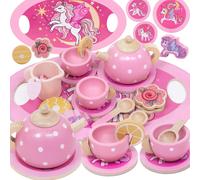 Unicorno Set da Tè Giochi in Legno Accessori Cucina Bambini Legno Gioco Ruolo