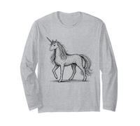 Unicorno Sketch Mitico Astratto Scribble Art Minimalist Maglia a Manica