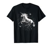 Unicorno Stelle Stellate Bianche e Nere Maglietta