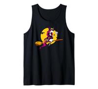 Unicorno Strega Cavalcando Scopa Halloween Spaventoso Canotta