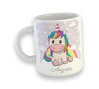 Unicorno Tazza Mug in Ceramica Colazione Felice Idea Regalo Natale Compleanno Originali e Divertente Unicorni Festa Compleanno bambina bambini Stampa Personalizzata con nome bimba The Latte Spremuta 1