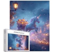 Unicorno Tirando una carrozza di zucca 1000 pezzi puzzle per adulti Halloween Art puzzle colorato fai da te per la decorazione della casa regali puzzle famiglia perfetto per serate di gioco 50 × 70 cm
