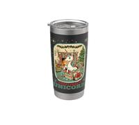 Unicorno Unwrapped Present Christmas Morning Magic Retro Bicchiere termico in acciaio inox doppia parete