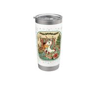 Unicorno Unwrapped Present Christmas Morning Magic Retro Bicchiere termico in acciaio inox doppia parete