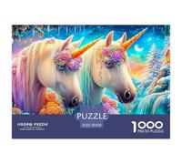 Unicorns Adorned with Flowers in A Snowy Wonderland Puzzle Da 1000 Pezzi Horse Gioco Classico Per Bambini E Adulti, Riciclato 70x50cm/1000pcs