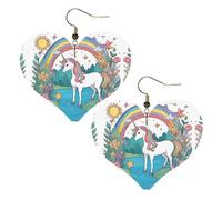 Unicorns by the river Prints, orecchini eleganti a forma di cuore, leggeri, accessori da donna perfetti per feste e San Valentino.