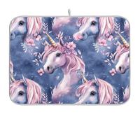 unicorns Dreamy Blue Realm - Tappetino scolapiatti per piano di lavoro della cucina, tappetino protettivo per asciugacapelli, 40,6 x 45,7 cm