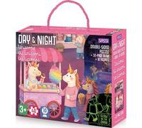 Unicorns-Gli unicorni-Les licornes. Puzzle day & night. Ediz. multilingue. Con puzzle di 40 pezzi. Con 10 sagome dei personaggi