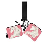 Unicorns Peach Sunshine Portamonete da donna Porta carte Compatto Organizzatori di denaro con cinturino da polso per le signore 2 confezioni estuches para tarjetas de credito