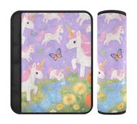 Unicorns Rainbow Flower Purple 2 Pack seggiolino auto tracolla copre alleviare lo stress al collo e alle spalle per berlina Protector para cinturón de carro