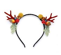 Unicra Fascia natalizia con corna di cervo e fiori, cerchietto per capelli con corna di cervo, accessorio per Halloween, per donne e ragazze (19)