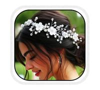 Unicra - Fascia per capelli da sposa con fiore di vite, accessorio per capelli da sposa per donne e ragazze (argento)