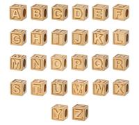 UNICRAFTABLE 26 pezzi 26 stili 304 perline con lettere in acciaio inox alfabeto a Z, vere perle placcate in oro 18 carati, con grande foro per braccialetti dell'amicizia e regali, 8 x 8 x 8 mm