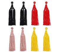 UNICRAFTAL 4 Paia Orecchini Lunghi con Nappe Bohémien in 4 Colori Orecchini con Perline in Filo Colorato A Strati Orecchini con Nappe in Poliestere con Perline Gioielli Etnici Retrò per Donna