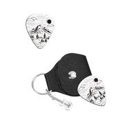 UNICRAFTALE 1 pz Plettri per chitarra Regali In Acciaio Inox Semplice Picco Chitarra Picks Plettro Personalizzato con Custodia in Pelle PU Accessori Montagna per Musicista Amante della Natura