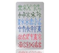 UNICRAFTALE 1 pz. Stencil Rune In Metallo Viking Bind Rune Stencil Antico Alfabeto Wicca Stencil In Acciaio Inox Stencil per Pittura Stencil In Metallo per Pirografia Fai Da Te Scrapbooking