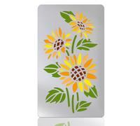 UNICRAFTALE 1 stencil di girasole per dipingere, in metallo, stencil con fiori, riutilizzabile, modello da disegno per piante, stencil in acciaio inox, stencil decorativo per bruciare il legno