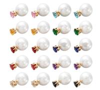 UNICRAFTALE 10 paio Orecchini A Bottone con Perle Bianche Davanti e Dietro Orecchini A Bottone con Strass Orecchini con Pietra Portafortuna Taglio Rotondo Scintillante Regali di Matrimonio per Donne