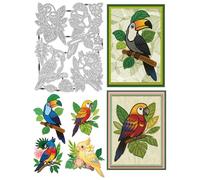 UNICRAFTALE 10 Punzoni Taglio Pappagallo In Acciaio Carbonio Modelli Tropicale Toucan Modelli Taglio Carta Emboîtage Foglie Tropicali Album Photo Scrapbooking