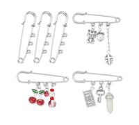 UNICRAFTALE 10 pz 304 spille In Acciaio Inossidabile Perni con Triplo Anello Spilla di Sicurezza Da 51 mm Spilla Posteriore Perno Posteriore Spille Da Balia In Metallo con 3 fori Spilla con Chiusura