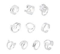 UNICRAFTALE 10 Pz Anelli Grossi A Cupola in Argento Anelli Aperti Regolabili Anelli per Nocche per Pollice Anelli Impilabili Anelli con Sigillo Rotondi Intrecciati Spessi Gioielli per Donne Uomini