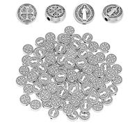 UNICRAFTALE 100 perline in argento antico di Benedetto, 9,5 x 3 mm, piatte e rotonde, distanziatori cattolici su entrambi i lati, per la creazione di collane, bracciali e gioielli