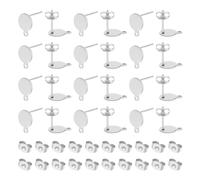 UNICRAFTALE 100 pezzi Orecchino a Bolt Rotondo Piatto Ritrovamenti Orecchini a perno in Acciaio Inox Palo a Orecchino con Anelli con Spalline di Orecchini in Metallo