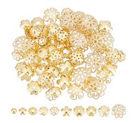 UNICRAFTALE 100 pz 10 Stili 0.8-1.8mm Foro 304 Tappi per Perline In Acciaio Inossidabile GoldenFlower Tappi per Perline Distanziatori per Gioielli Fai Da Te Collane