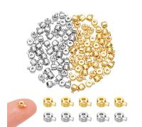 UNICRAFTALE 100 pz 2 colori 18K Placcato Oro Perline A Crimpare Perline Terminali per Braccialetti Perline di Metallo Perline di Arresto Perline A Crimpare Perline Distanziatrici Sciolte per Estremità