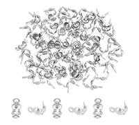 UNICRAFTALE 100 pz 304 Tappi Per Nodi Con Punta A Perlina In Acciaio Inossidabile Calotte Termina Conchiglia Nodo Copertura Cavo Fine per Gioielli Fai Da Te Fare 4x8.5mm