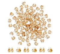 UNICRAFTALE 100 pz Punte Perline Dorate estremità Calotte in Acciaio Inossidabile Coperchi per Nodi A Conchiglia Aperte Punte per Perline Pieghevoli 1mm Tappi Terminali per E Risultati A Crimpare