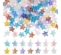 UNICRAFTALE 100Pcs Ciondoli Stelle Marina Gradiente Estate Carini con Anelli Ciondoli in Vetro Trasparente Dipinti a Forno Mini Ciondoli per Creazione Gioielli Fai Da Te Orecchini Bracciali Collane