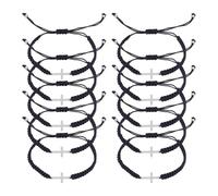 UNICRAFTALE 10pcs Braccialetto dell'amicizia croce fatto a mano bracciale intrecciato in corda nera bracciale regolabile braccialetti di coppia per donne uomini braccialetto abbinato per regali di