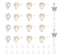 UNICRAFTALE 12 Paia Orecchini A Bottone con Zirconi Cubici Perni per Orecchini con Strass Vero Ottone Placcato Oro 14K Accessori per Orecchini DIY in Cristallo con Orecchini con Diamanti Foro 1mm