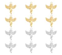 UNICRAFTALE 12 pz 2 colori Ciondoli Angelo Custode Ciondoli In Acciaio Inossidabile Ciondolo Angelo Fata Ali di Metallo Ciondoli A Doppia Faccia Collana In Oro Pendente Creazione di Gioielli Accessori