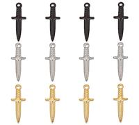 UNICRAFTALE 12 Pz 3 Colori Ciondoli Spada 24mm Ciondoli Pugnale Acciaio Inossidabile Ipoallergenico Punk Orecchino Ciondoli Spada Bracciali Metallo Ciondolo per Creazione Gioielli Fai da Te