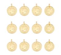 UNICRAFTALE 12 pz 304 Ciondolim oneta D'Oro in Acciaio inossidabile Republique Francaise 1808 Ciondoli Piatti Rotondi in Metallo con Foro 5mm Moneta Ciondola Medaglione Ciondolo per Creazione