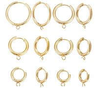 UNICRAFTALE 12 Pz 6 Misura Oro 201 Orecni Huggie Hoop in Acciaio Inossidabile Risultati Orecni Fai da Te con Anelli Orizzontali Orecno Placcato Oro Reale 24K Orecno A Cero in Metallo