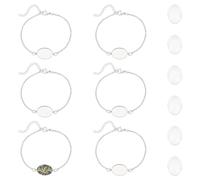 UNICRAFTALE 12 Set Braccialetti Impostazioni Lunetta Bracciali in Acciaio Inossidabile Cabochon Vassoio Vuoto Braccialetti Cabochon in Vetro Ovale Bracciale A Collegamento Vuoto