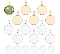 UNICRAFTALE 12 Set Fai da Te Cupola Vuota Piatto Rotondo Kit per La Creazione di Ciondoli 304 Impostazioni Cabochon per Ciondoli Vuoti in Acciaio Inossidabile Vassoi Pendenti con Cabochon in Vetro