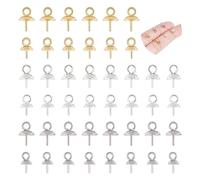 UNICRAFTALE 120 pz 3 Colori Tazze in Acciaio Inossidabile Perla Peg Bails Pin Ciondoli Occhio Pinpucci Cauzione Vite Occhiousure Ganci Viti Occhio per Perline Forate Mezze Ciondoli