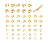 UNICRAFTALE 120 Pz 4 Misure Perline A Crimpare 3/4/5/6 mm 304 Coperchi in Acciaio Inossidabile Estremità Punta Dorate Mezzo Tondo Aperte Coprinodo per La Creazione Gioielli