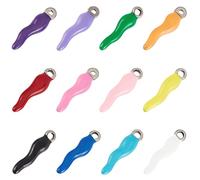 UNICRAFTALE 12Pcs 12 Colori Ciondoli Smaltati Anallergici Ciondoli Corno Italiano 1mm Foro Piccolo Corno In Acciaio Inossidabile Ciondoli per La Creazione di Gioielli Fai Da Te