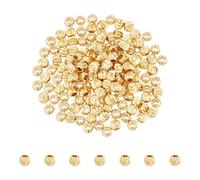 UNICRAFTALE 150 pz Perline Distanziatrici Placcato Oro 18K Perline Rotonde Ondulate di Lunga Durata Perline Sfuse Perline Lisce Perline In Ottone Diametro 5mm per Bracciali Gioielli Artigianali