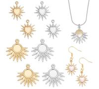 UNICRAFTALE 16 pezzi 2 colori 304 ciondoli irregolari in acciaio inox a forma di cuore e rotondo ciondolo grezzi per cupole cabochon portalampada vassoio 8 mm con cabochon in vetro per la creazione di