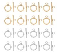 UNICRAFTALE 16 set di 2 colori chiusure a levetta in acciaio inox chiusure bracciale chiusura a bilanciere tondi connettori chiusura a barra e anello per collana e chiusure per gioielli